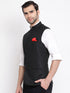 Vastramay Men's Black Cotton Silk Blend Nehru Jacket