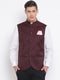 Vastramay Men's Maroon Cotton Blend Twill Nehru Jacket