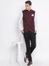 Vastramay Men's Maroon Cotton Blend Twill Nehru Jacket