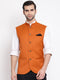 Vastramay Orange Cotton Blend Twill Nehru Jacket