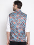 Vastramay Men's Blue Digital Printed Royal Nehru Jacket