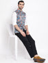 Vastramay Men's Blue Digital Printed Royal Nehru Jacket