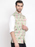 Vastramay Men's Cream Digital Floral Printed Royal Nehru Jacket