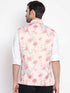 Vastramay Men's Peach Silk Blend Nehru Jacket