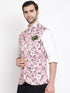 Vastramay Men's Pink Digital Floral Printed Royal Nehru Jacket