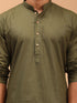 Vastramay Men's Green Printed Cotton Nehru Jacket With Mehdi Green Kurta And White Pyjama Set