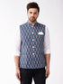 Vastramay Men's Multicolor -Base-Grey Cotton Blend Nehru Jacket