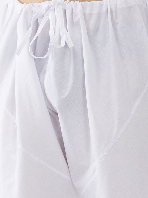 Vastramay Men's Grey Printed Cotton Nehru Jacket With White Kurta And Pyjama Set