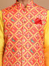 Vastramay Men's Red Patola Print Nehru Jacket