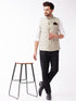 Vastramay Men's Beige Jacquard Nehru Jacket