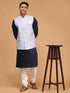 Vastramay Men's Lavender Jacquard Nehru Jacket with Kurta Pyjama Set