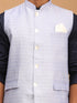 Vastramay Men's Lavender Jacquard Nehru Jacket with Kurta Pyjama Set
