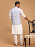 Vastramay Men's Lavender Jacquard Nehru Jacket with Kurta Pyjama Set