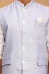 VASTRAMAY Lavender Woven Jacket With White Kurta and Pyjama Baap Beta Set
