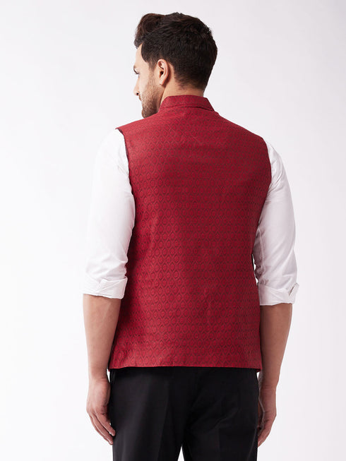 Vastramay Maroon Baap Beta Ethnic Jacket Set