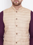 Vastramay Beige, Purple And White Baap Beta Nehru Jacket Kurta Pyjama set