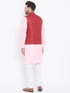 Vastramay Maroon, Pink And White Baap Beta Nehru Jacket Kurta Pyjama set