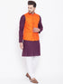 Vastramay Orange, Purple And White Baap Beta Nehru Jacket Kurta Pyjama set