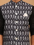 Vastramay Men's Black Ikaat Printede Cotton Nehru Jacket With Black Kurta And White Pyjama Set