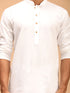 Vastramay Men's Black Ikkat Printed Cotton Nehru Jacket With White Kurta And Pyjama Set
