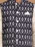 Vastramay Men's Black Nehru Jacket With Cream Kurta And Pyjama Set