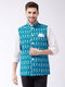 Vastramay Men's Turquoise Cotton Nehru Jacket