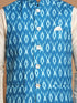 Vastramay Men's Turquoise Cotton Nehru Jacket With Cream Kurta And Pyjama Set