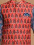 Vastramay Men's Orange Printed Nehru Jacket And Blue kurta With Pyjama Set