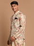 Vastramay Men's Beige Printed Jacket