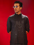 Vastramay Black Rayon Sequined Nehru Jacket