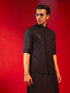 Vastramay Black Rayon Sequined Nehru Jacket