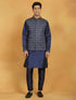 Vastramay Men's Navy Blue Dupion Silk Kurta Pyjama Set