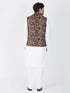 VASTRAMAY Men's White Cotton Blend Kurta, Ethnic Jacket and Pyjama Set