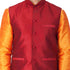 VASTRAMAY Men's Orange Cotton Silk Blend Kurta, Ethnic Jacket and Pyjama Set