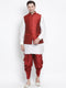Vastramay Men's White Cotton Silk Blend Ethnic Jacket, Kurta and Dhoti Pant Set