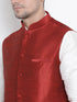 Vastramay Men's White Cotton Silk Blend Ethnic Jacket, Kurta and Dhoti Pant Set
