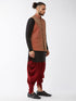 Vastramay Men's Maroon Banarasi Jacket With Black Silk Kurta and Dhoti Set