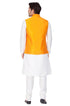 Vastramay Men's White Cotton Silk Blend Kurta, Ethnic Jacket and Pyjama Set