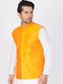 VASTRAMAY Men's Orange Cotton Silk Blend Ethnic Jacket