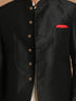 Vastramay Men's Black Silk Blend Jodhpuri With Cream Viscose Rayon Kurta Pyjama Set