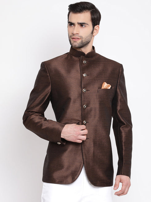 Vastramay Men's Coffee Silk Blend Jodhpuri
