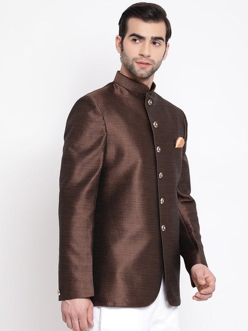 Vastramay Men's Coffee Silk Blend Jodhpuri
