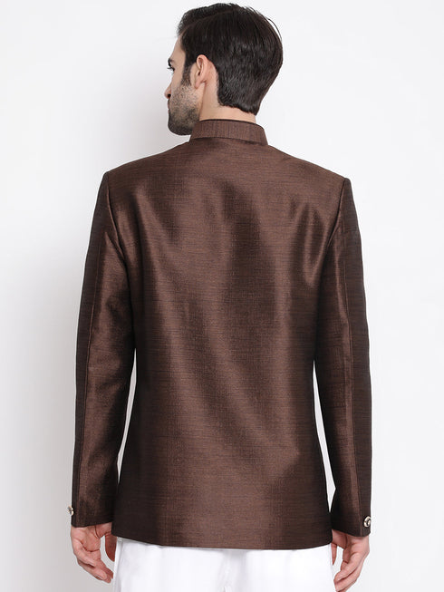 Vastramay Men's Coffee Silk Blend Jodhpuri