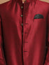 Vastramay Men's Maroon Silk Blend Jodhpuri With Cream Viscose Rayon Kurta Pyjama Set