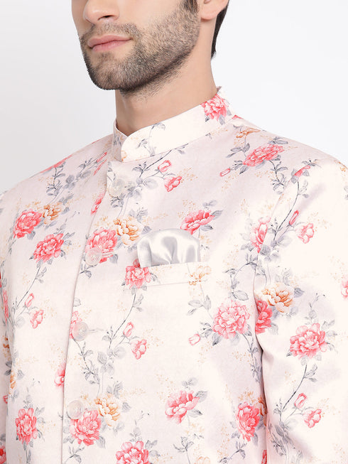 Vastramay Men's Peach Silk Blend Jodhpuri