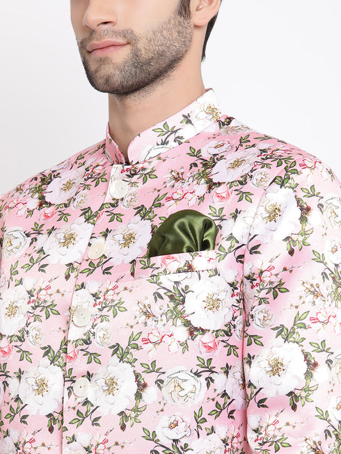 Vastramay Men's Pink Silk Blend Jodhpuri