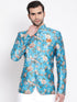 Vastramay Men's Turquoise Silk Blend Jodhpuri