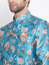Vastramay Men's Turquoise Silk Blend Jodhpuri