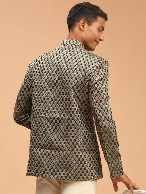 Vastramay Men's Black Woven Jodhpuri