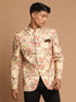 Vastramay Men's Beige Printed Jodhpuri